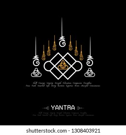 Tattoo fashion Vector Concept Abstract Background. inspiration Traditional yantra from Thailand