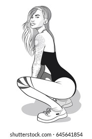 Tattoo Female Stock Vector Royalty Free Shutterstock