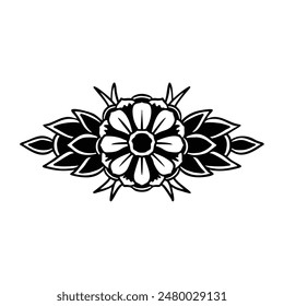 Tattoo flash flower vintage vector