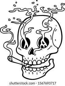 flash de tatuaje de un cráneo fumando
