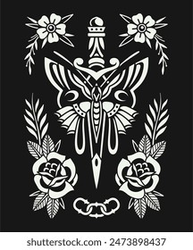 Tattoo flash vector design illustration