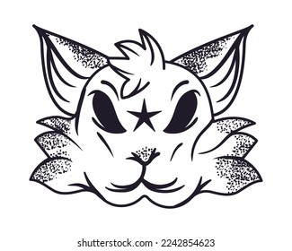 tattoo flat cat design over white