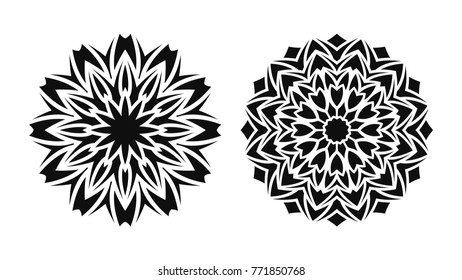 Tattoo floral patterns. Set of two vector mandalas.