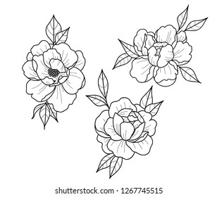 tattoo floral set peony