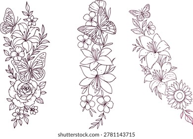 Tattoo with flower and  butterfly