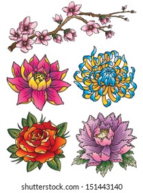 Tattoo Flower Set