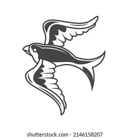 tattoo flying bird icon isolated