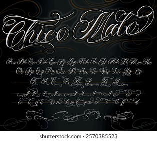 tattoo font, chicano lettering tattoos, isolated alphabet