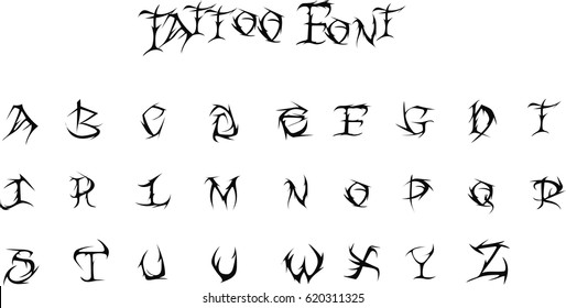 Tattoo Font -  Vector art -  tattoo  style letters 