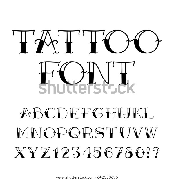 Immagine Vettoriale Stock A Tema Carattere Tatuaggio Stile Vintage Dell Alfabeto Lettere Royalty Free