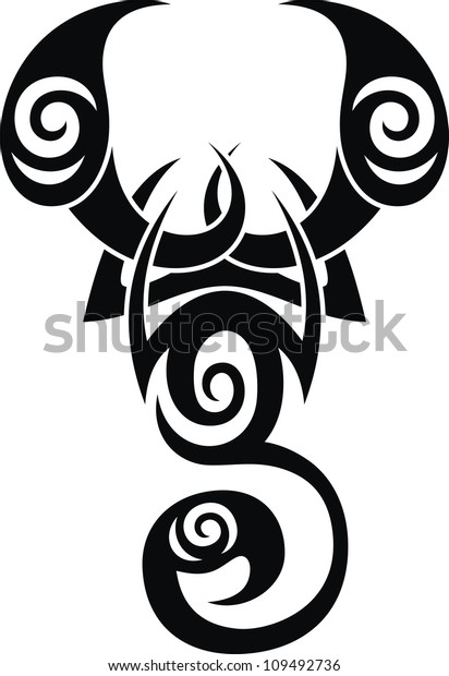 Tattoo Form Stylized Scorpion Stock Vector (Royalty Free) 109492736 ...