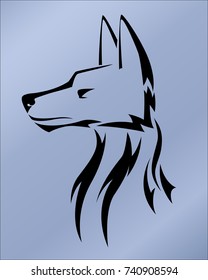 Tattoo german shepherd in profile.