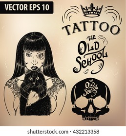 Tattoo girl old school studio skull