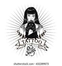 Tattoo girl old school studio skull