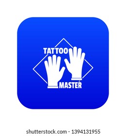 Tattoo gloves icon blue vector isolated on white background