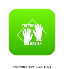 Tattoo gloves icon green vector isolated on white background