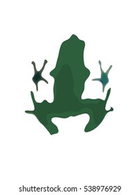 tattoo green Frog silhouette isolated on white. smooth, flat design.