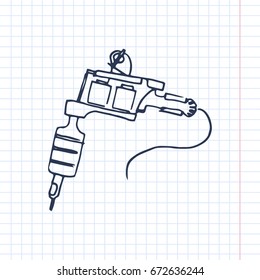 tattoo gun Hand-drawn vector illustration. sketch on the paper
