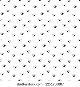 Tattoo heart with flame on the side pattern in the style of the 90s, 2000s. Black and white seamless pattern illustration.