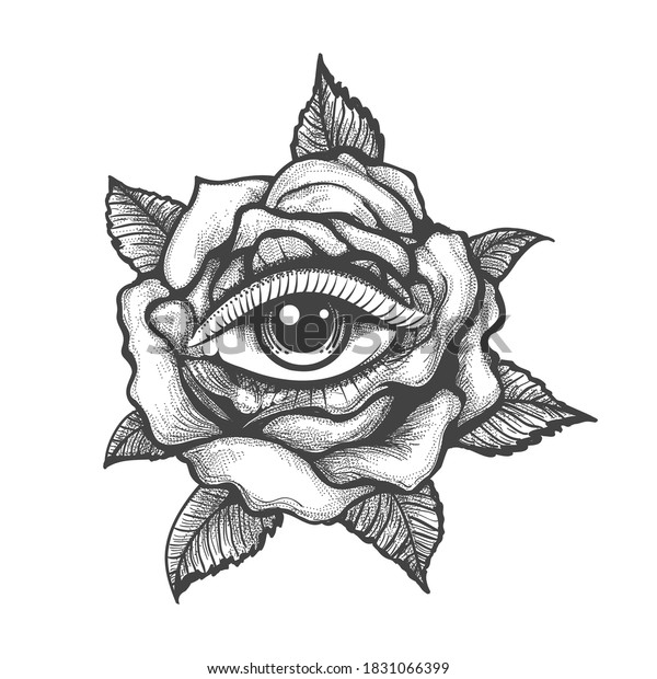 Tattoo Human Eye Inside Rose Flower Stock Vector (Royalty Free ...