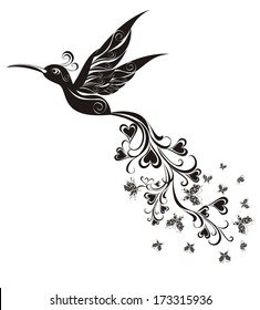 Tattoo Hummingbird. Vector