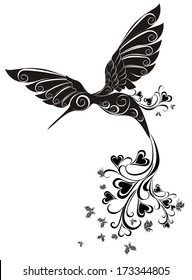 Tattoo Hummingbird. Vector