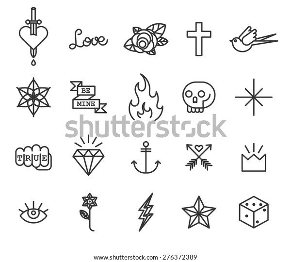 Tattoo Icon Hipster Line Art Old Stock Vector (Royalty Free) 276372389