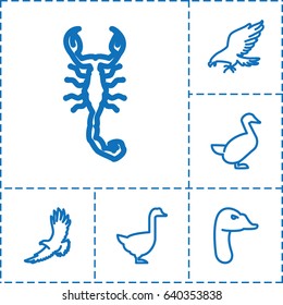 Tattoo icon. set of 6 tattoo outline icons such as eagle, scorpion
