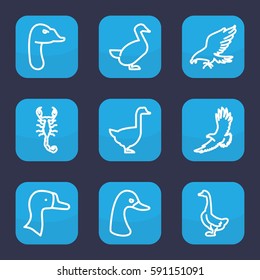tattoo icon. Set of 9 outline tattoo icons such as eagle, goose
