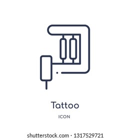 tattoo icon from tools and utensils outline collection. Thin line tattoo icon isolated on white background.
