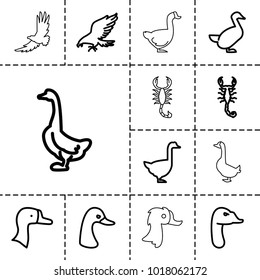 Tattoo icons. set of 13 editable outline tattoo icons such as goose, eagle
