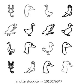 Tattoo icons. set of 16 editable outline tattoo icons such as goose, eagle