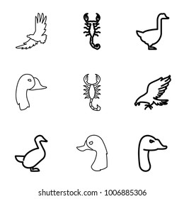 Tattoo icons. set of 9 editable outline tattoo icons such as eagle, scorpion