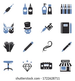 Iconos de tatuaje. Diseño plano de dos tonos. Ilustración vectorial.