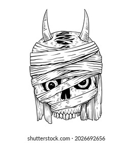 tattoo idea hand drawn t shirt design skull mummy isolated premium vector 
