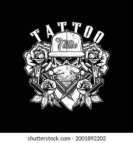 Tattoo illustration design with black background