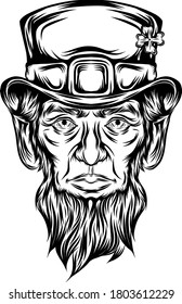 The tattoo illustration of saint Patrick with scare face expression