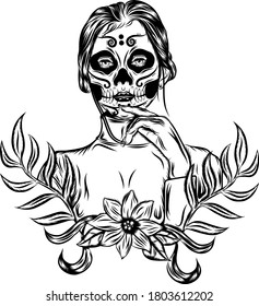 The tattoo illustration with scare a day of the dead face art inspiration