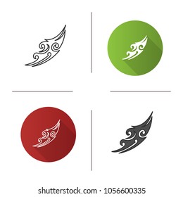 Tattoo image icon. Tattoo sketch. Flat design, linear and color styles. Isolated vector illustrations