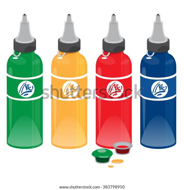 Tattoo Ink Bottles On White Background Stock Vector (Royalty Free