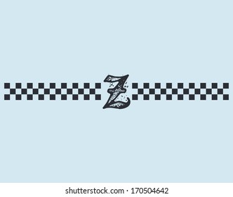 tattoo ink checkered flag vintage letter