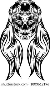 Tattoo inspiration the girl with the women  with the head animal skull 