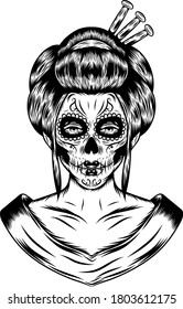 The tattoo inspiration of the Japanese hair style with scare face art