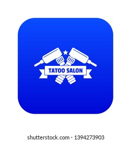 Tattoo iron icon blue vector isolated on white background