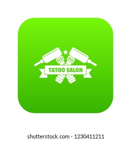 Tattoo iron icon green vector isolated on white background