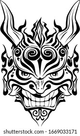 Tattoo Japan Devil Maske Schwarz