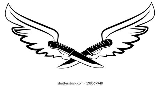 Tattoo knife and wings