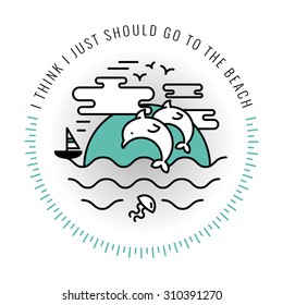 Tattoo and label design. Travel, holiday, paradise, sunset. I think I just should go to the beach.
