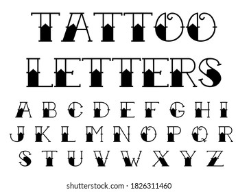 tattoo letters alphabet, vector illustration