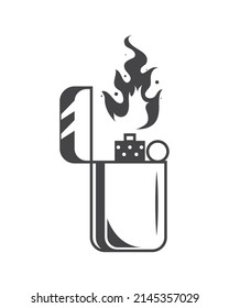 tattoo lighter flame icon isolated